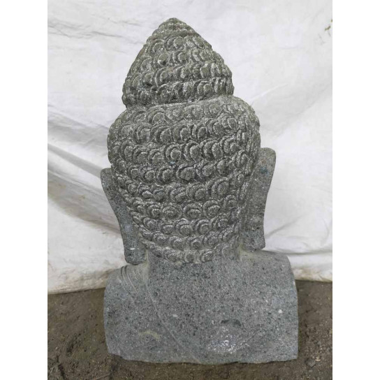 Statue extérieur zen buste de bouddha en pierre volcanique 70 cm