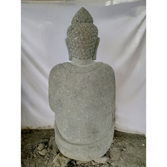 Statue jardin zen bouddha pierre volcanique position chakra 1,20 m